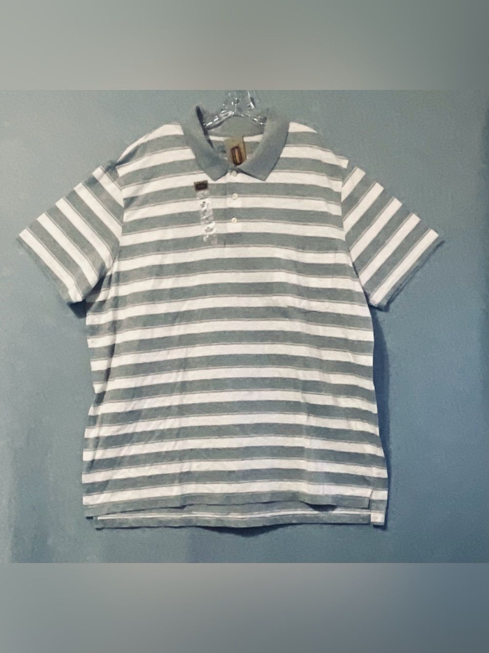 The Foundry Supply Co. Gray & White Striped Polo SZ 3XL